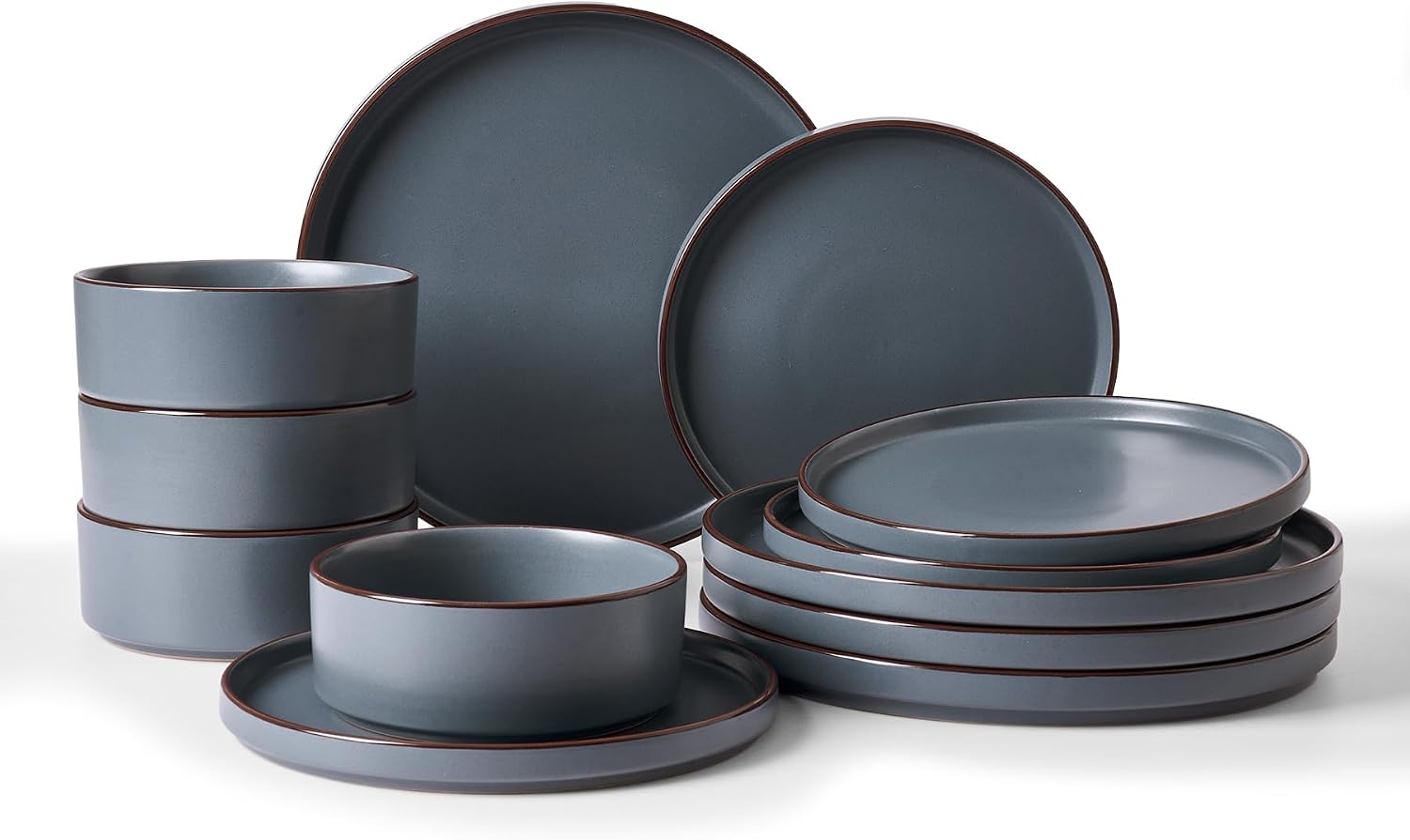 Charcoal Stoneware Dinnerware Set, 12 Pieces