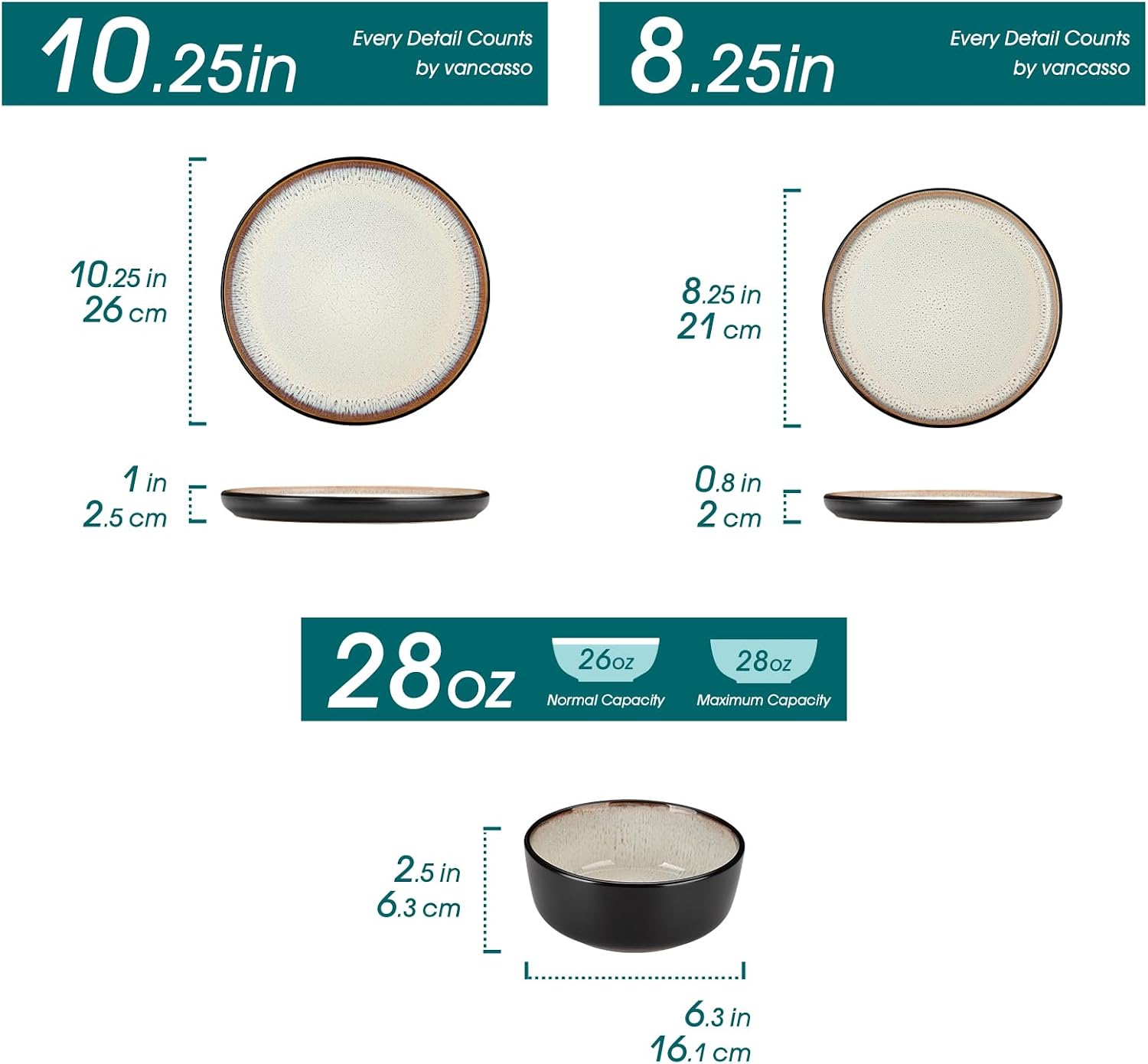 Reactive Glaze Stoneware Dinnerware Set, 24 Pieces - Image 3