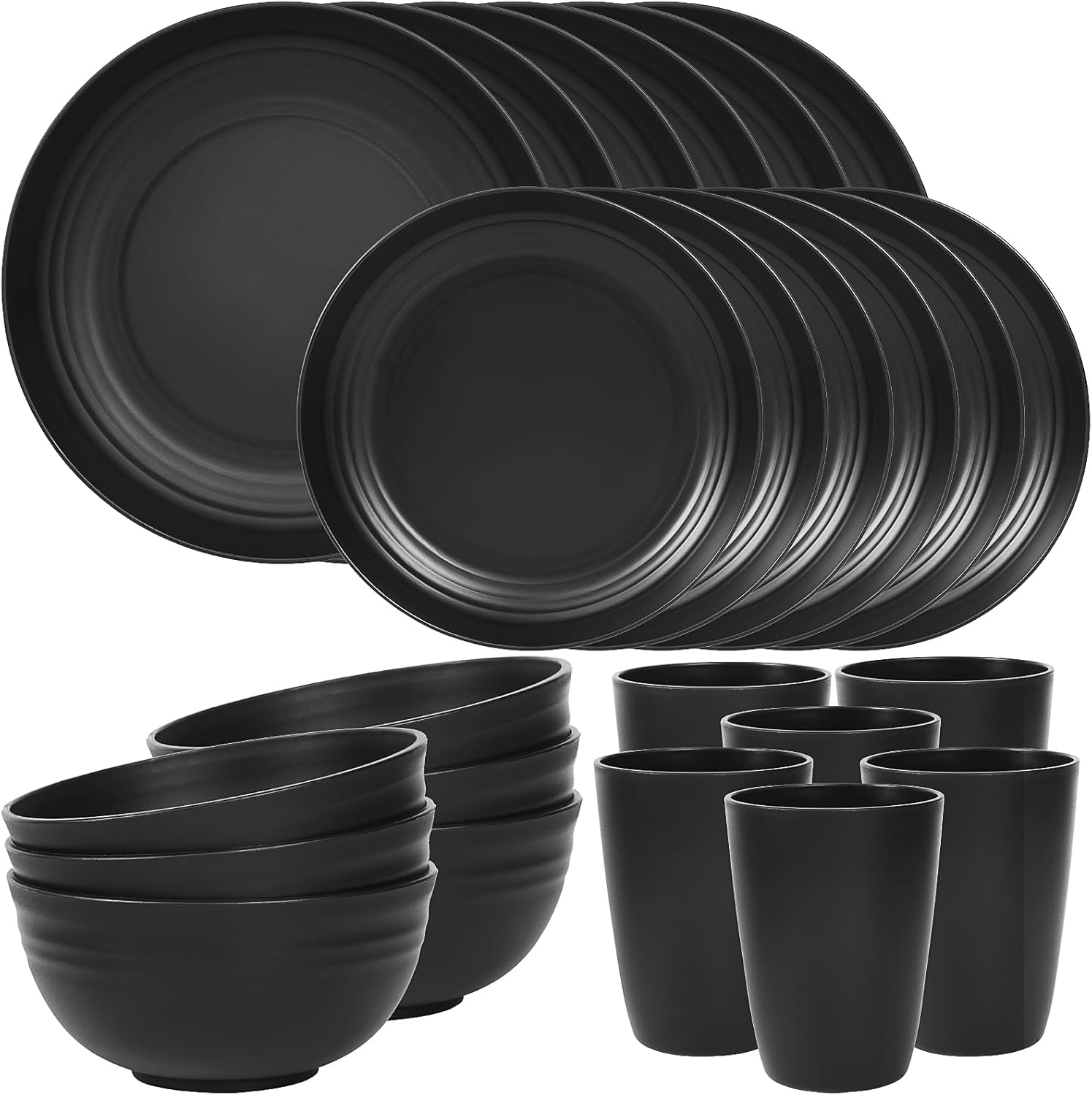 Lightweight Plastic Dinnerware Set, 24 Pieces
