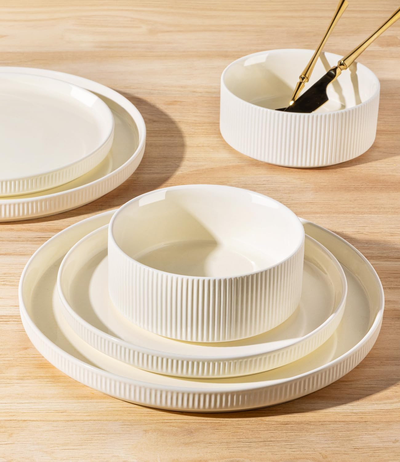 Double Reactive Glaze Ceramic Dinnerware Set, 12 Pieces - Image 4