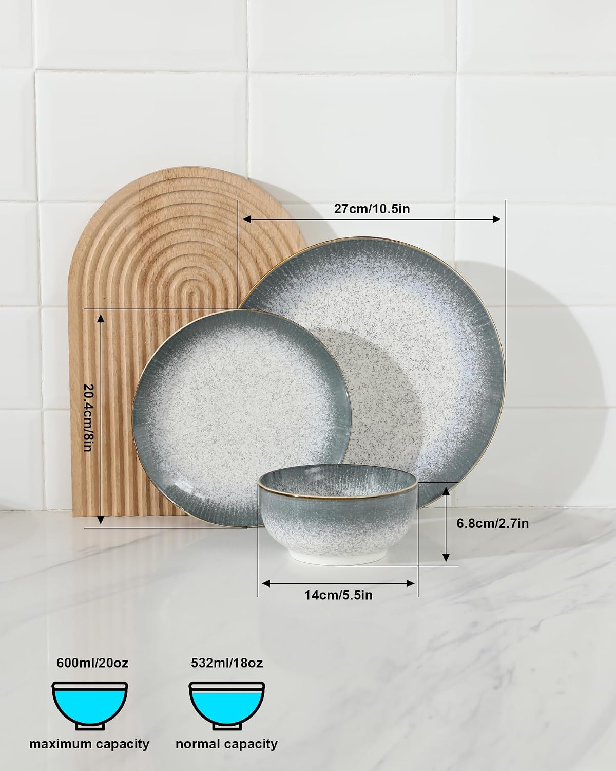 Light Gray Porcelain Dinnerware Set, 12 Pieces - Image 4