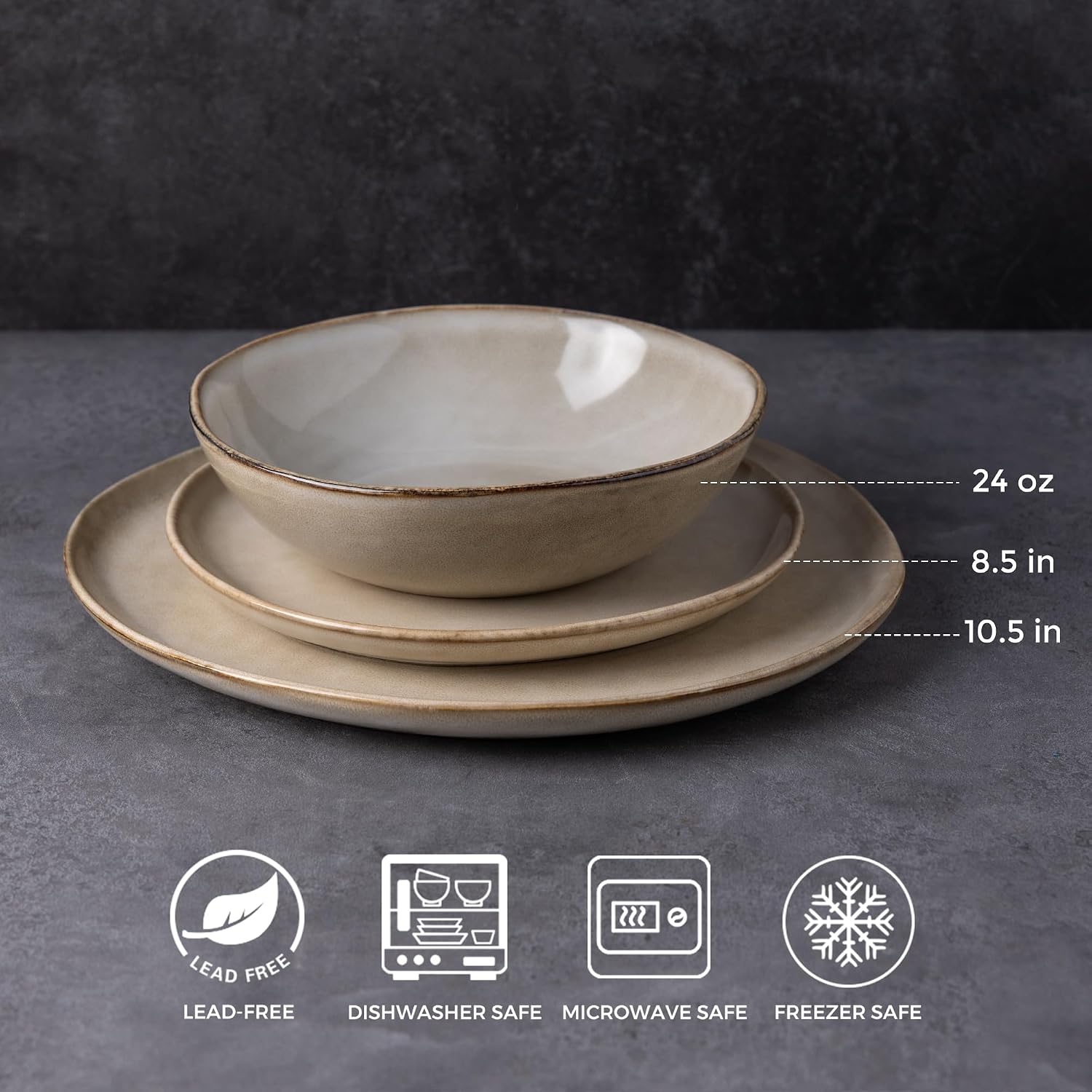 Reactive Glaze Ceramic Dinnerware Set, 24 Pieces - Image 2