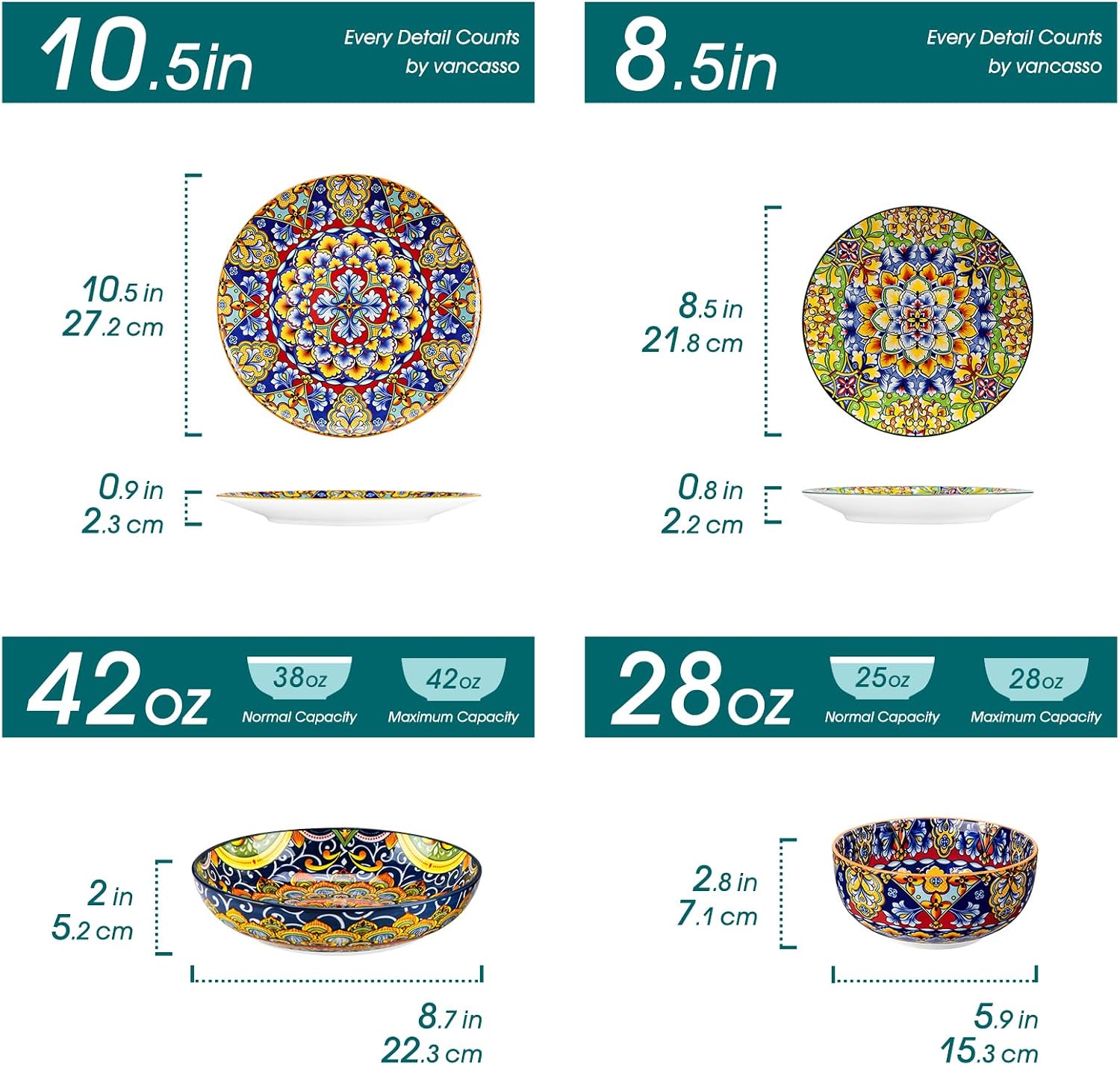 Bohemian Porcelain Dinnerware Set, 24 Pieces - Image 2