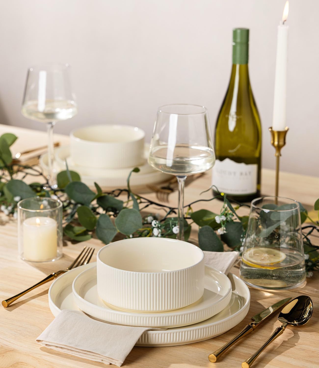 Double Reactive Glaze Ceramic Dinnerware Set, 12 Pieces - Image 5