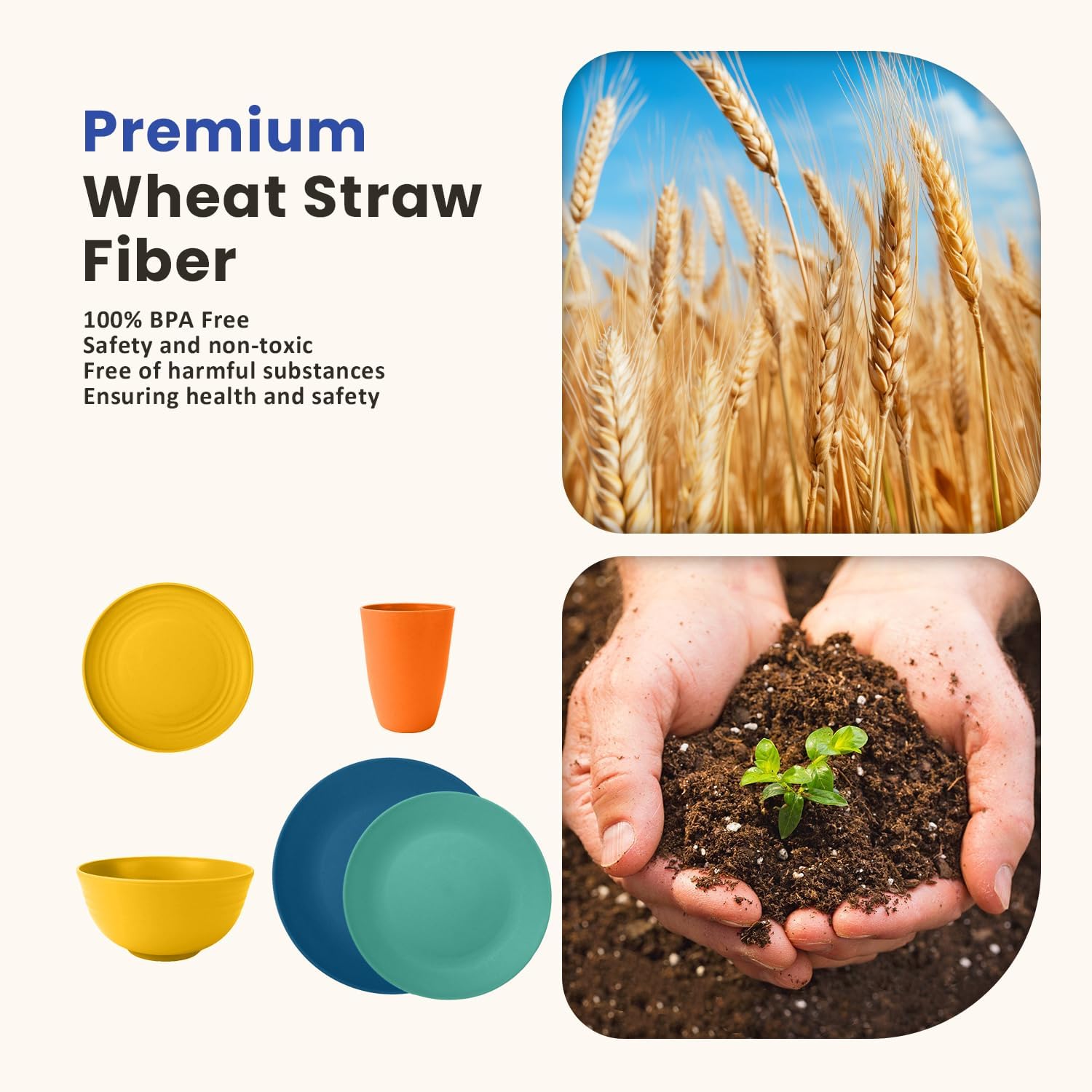Wheat Straw Dinnerware Set, 40 Pieces - Image 3