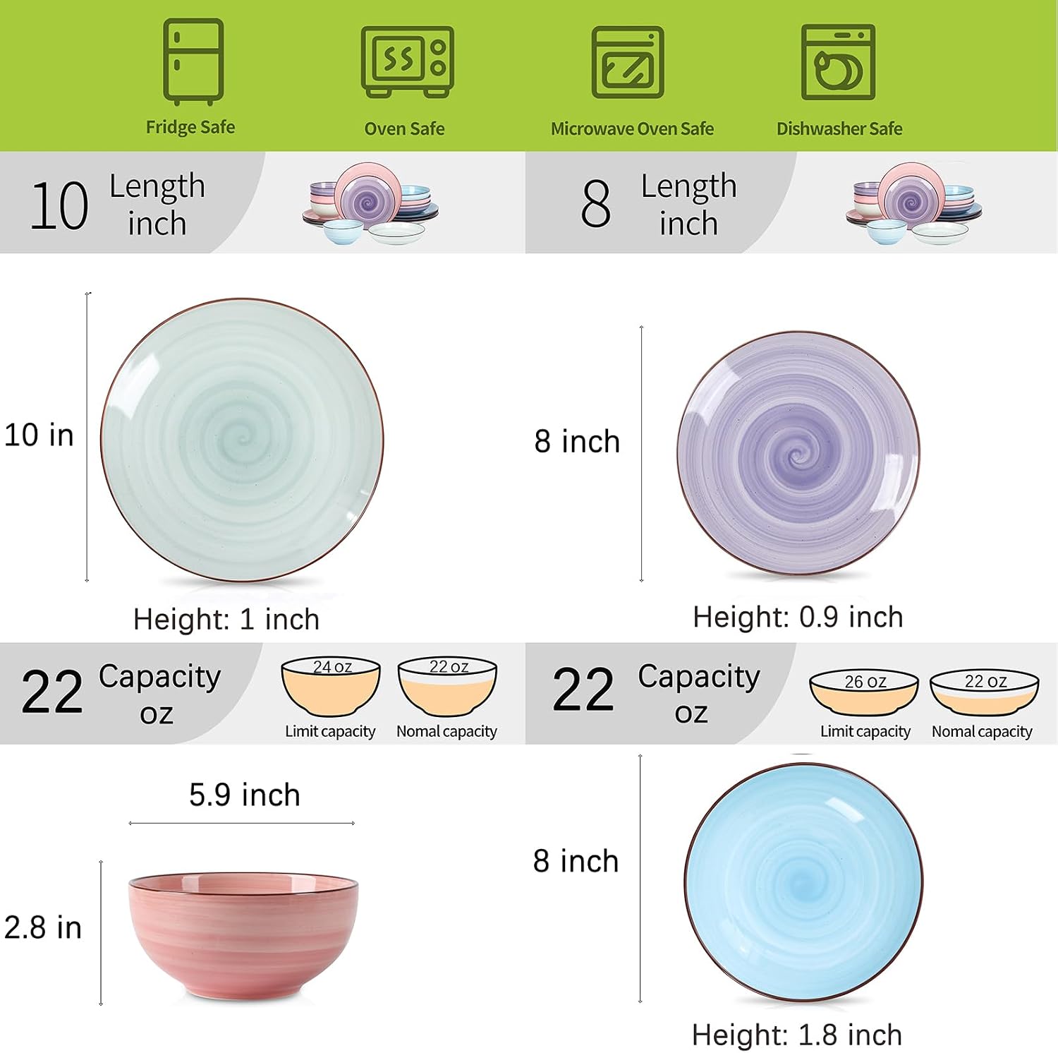 Gradient Porcelain Dinnerware Set, 16 Pieces - Image 2