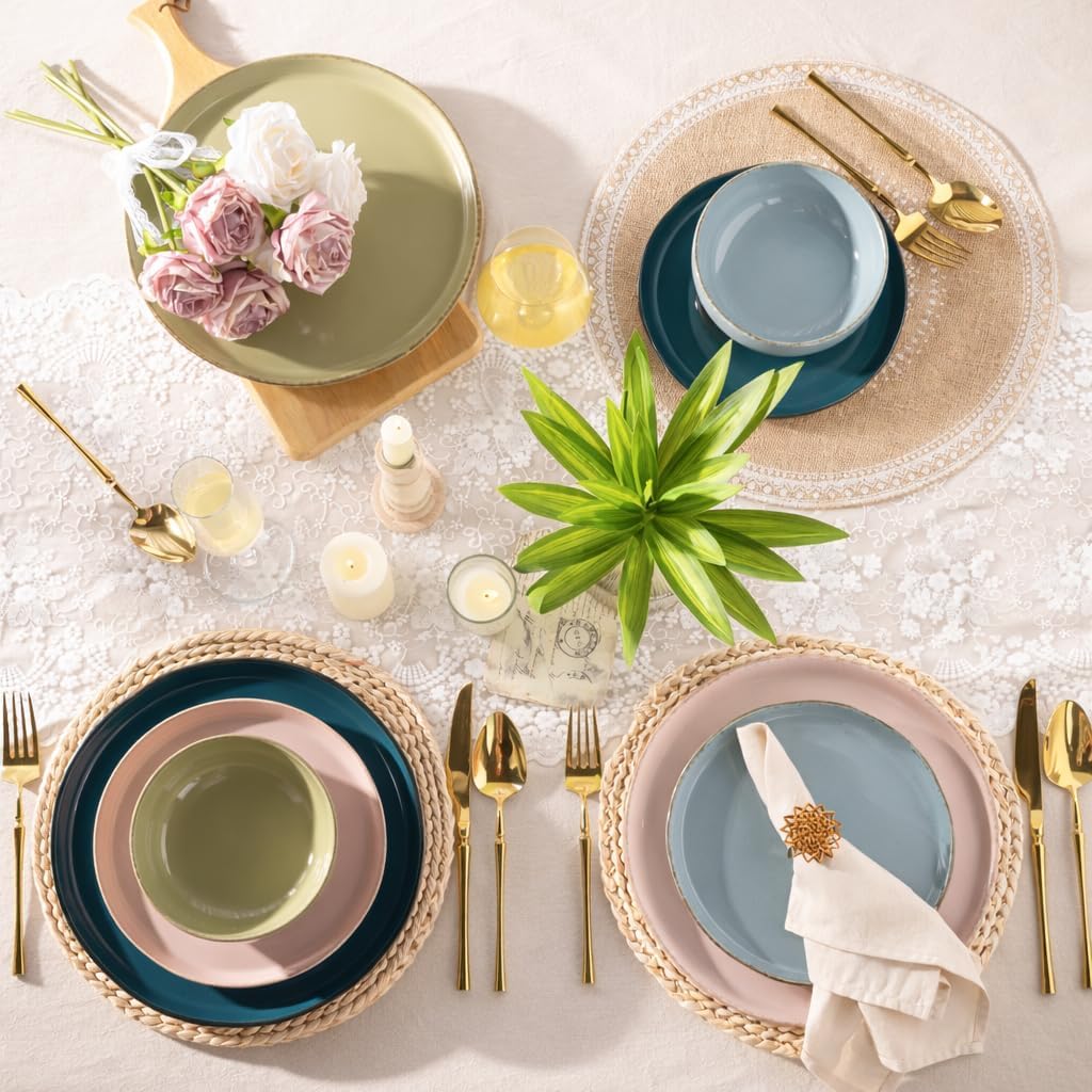 Wavy Rim Stoneware Dinnerware Set, 12 Pieces - Image 7