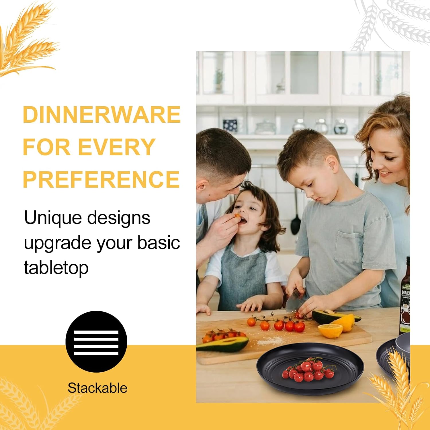 Reusable Wheat Straw Dinnerware Set, 16 Pieces - Image 5