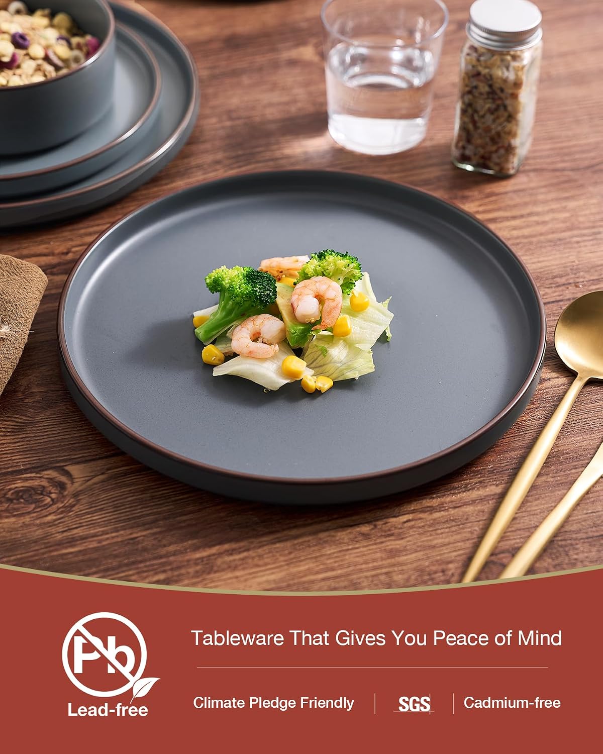 Charcoal Stoneware Dinnerware Set, 12 Pieces - Image 5