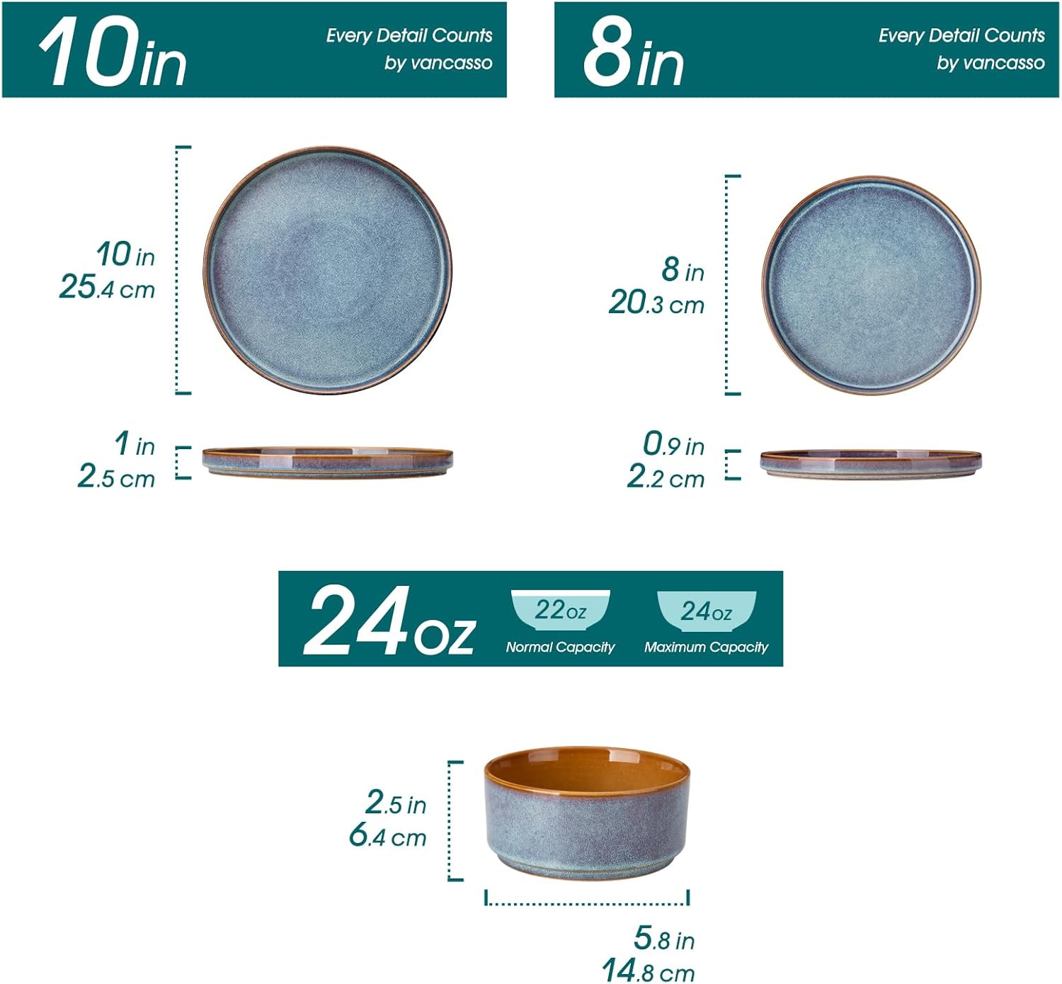 Blue Reactive Glaze Ceramic Dinnerware Set, 12 Pieces - Image 2
