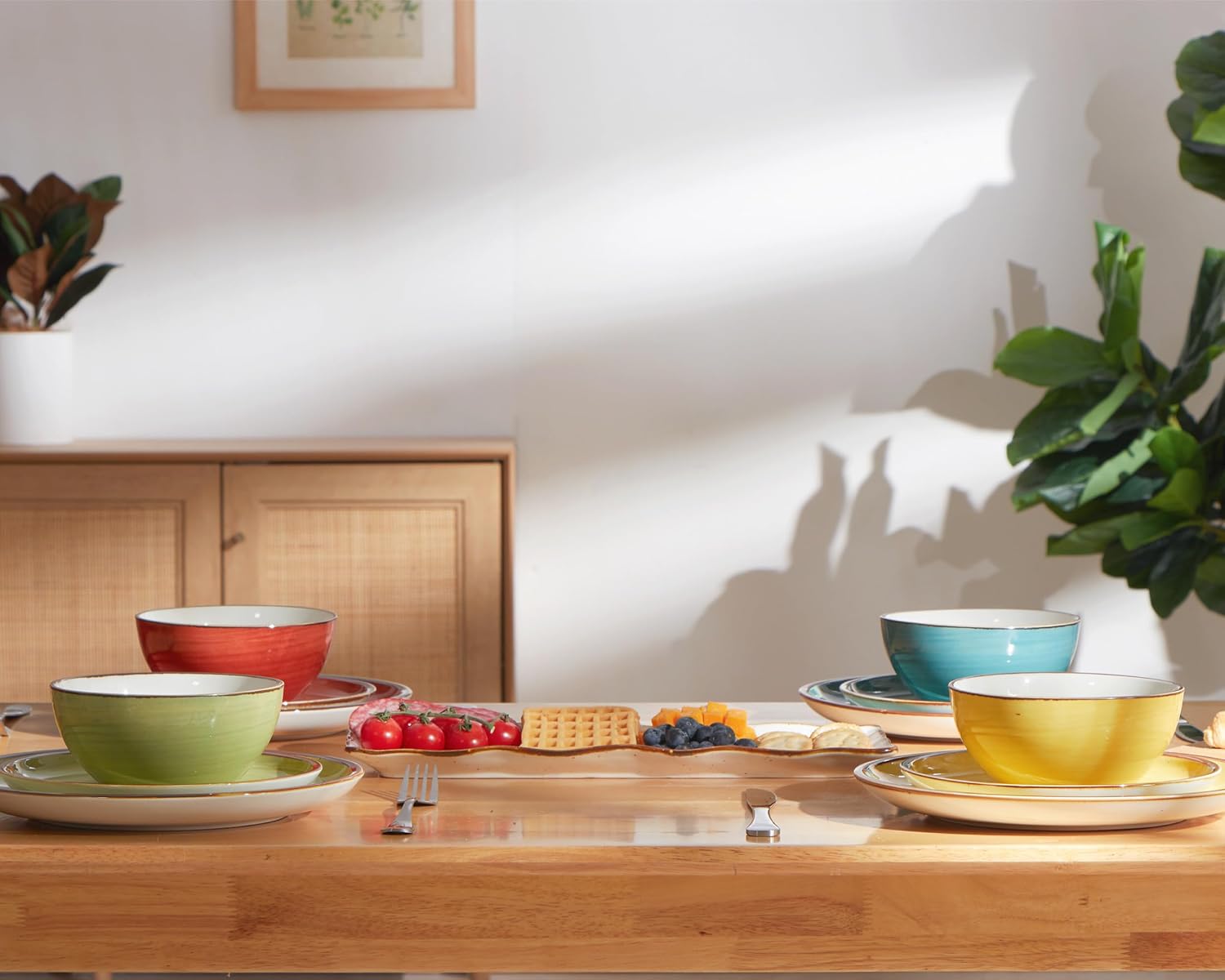Glazed Ceramic Dinnerware Set, 12 Pieces - Image 5