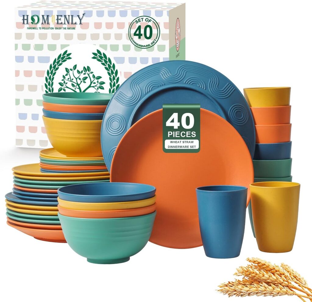 Wheat Straw Dinnerware Set, 40 Pieces