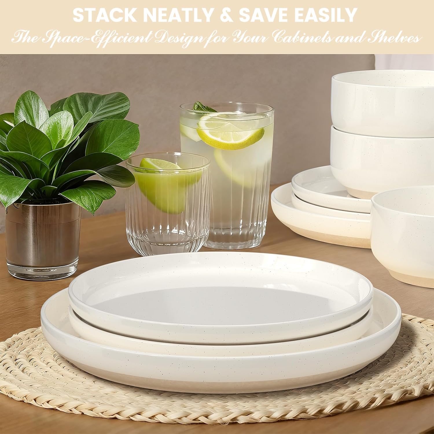 Speckled Stoneware Dinnerware Set, 12 Pieces - Image 6