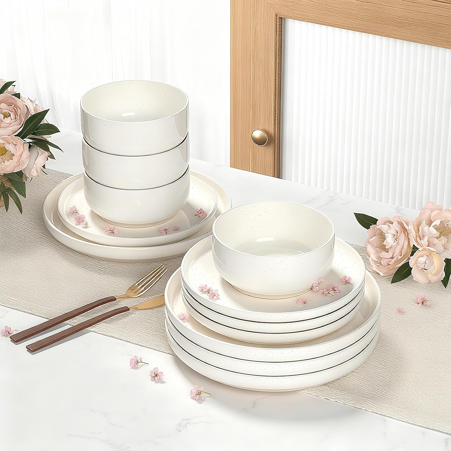 Speckled Stoneware Dinnerware Set, 12 Pieces - Image 3