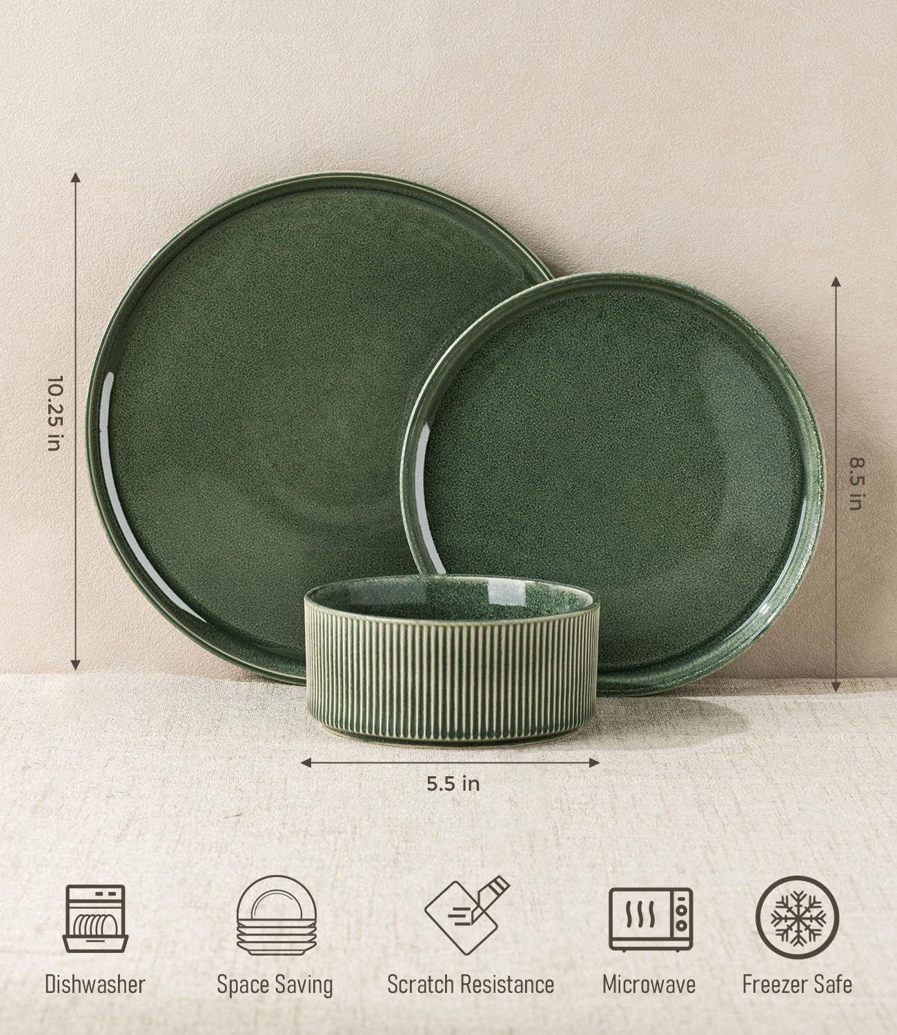 Ribbed Stoneware Dinnerware Set, 18 Pieces - Image 8
