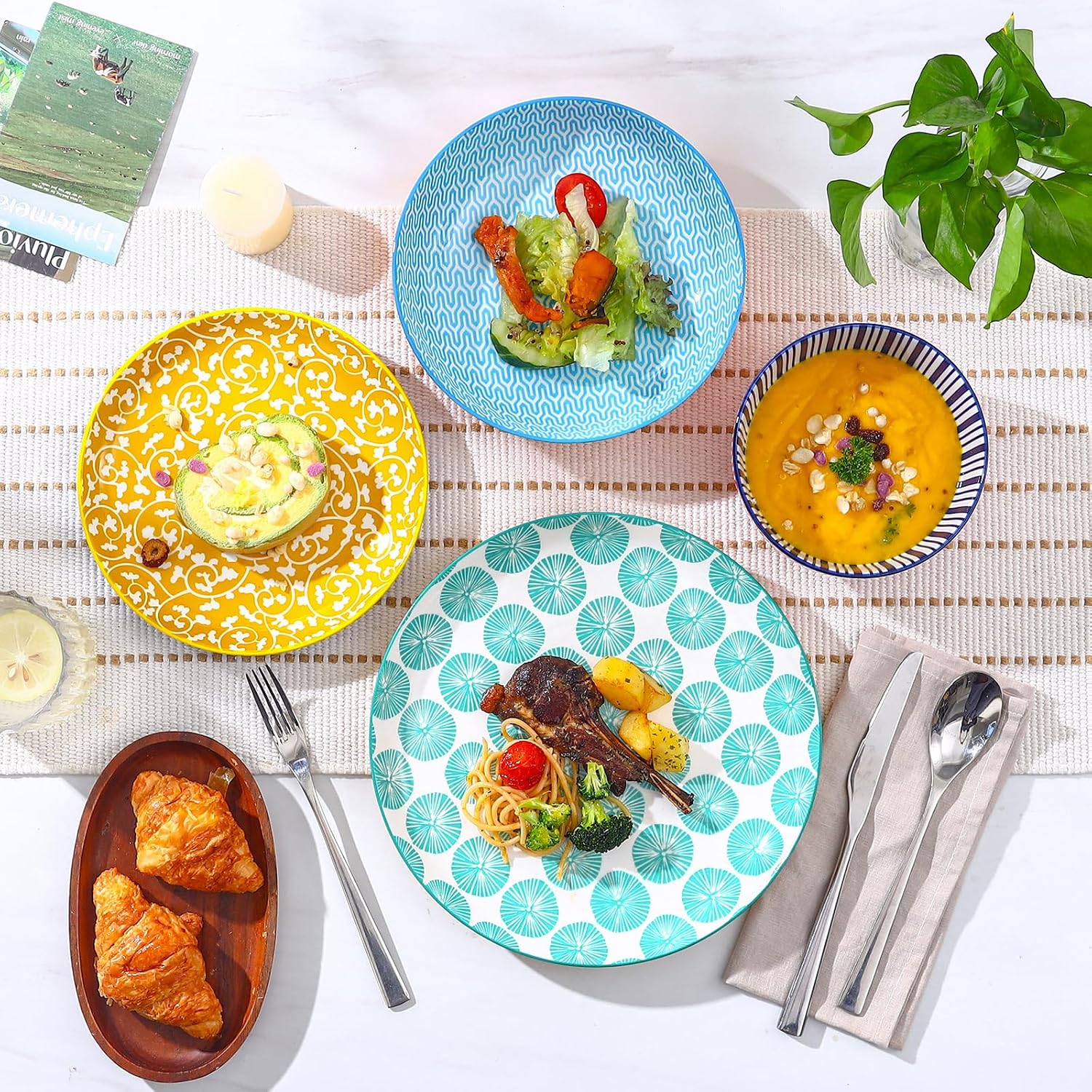 Patterned Ceramic Dinnerware Set, 24 Pieces - Image 4