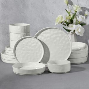 Speckled White Stoneware Dinnerware Set, 16 Pieces