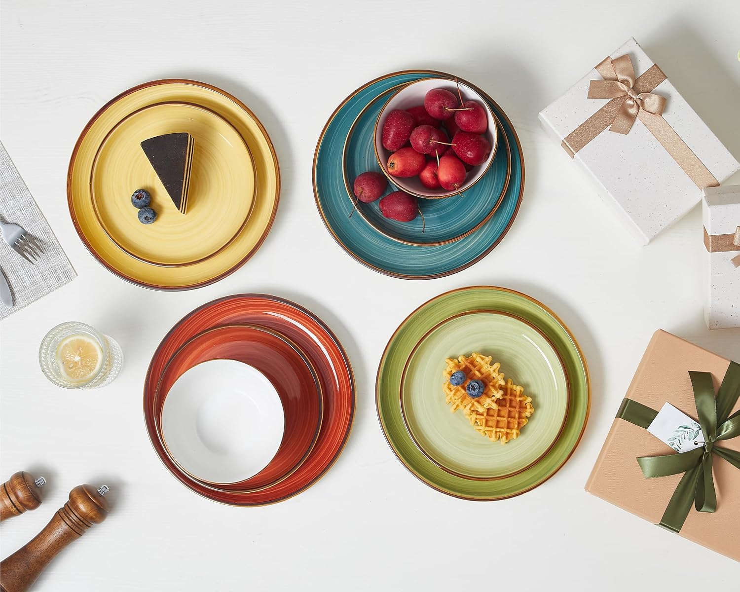 Glazed Ceramic Dinnerware Set, 12 Pieces - Image 4