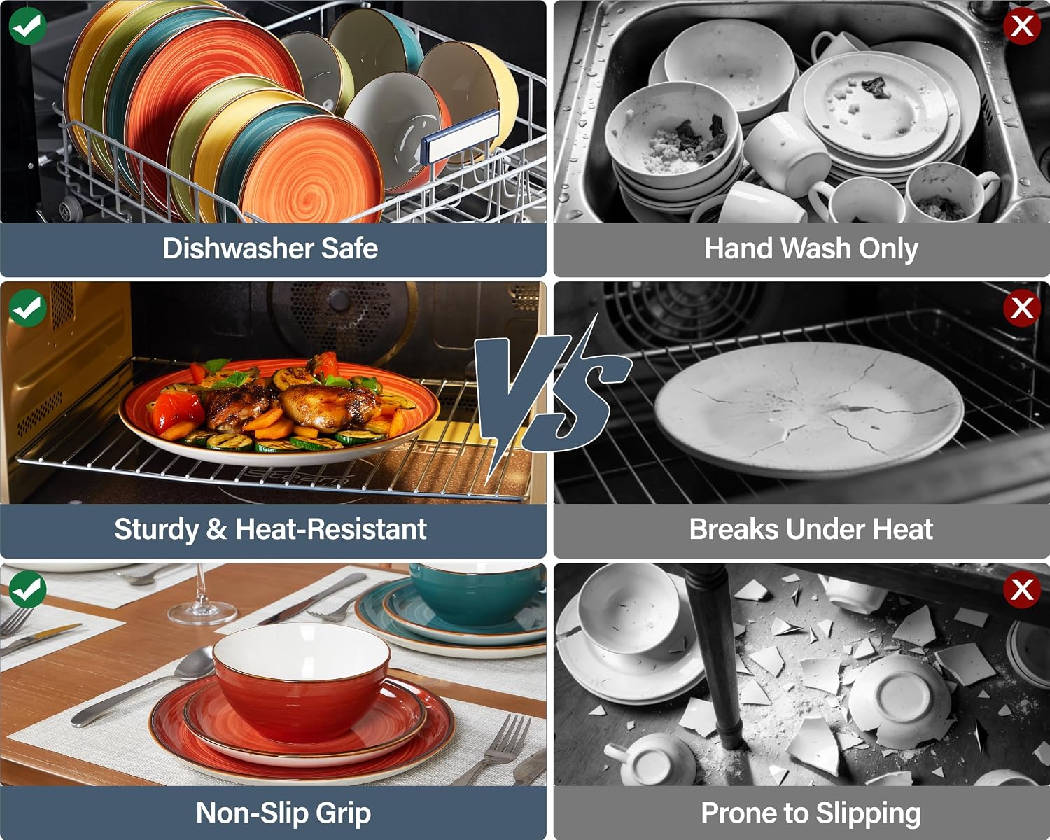 Glazed Ceramic Dinnerware Set, 12 Pieces - Image 3