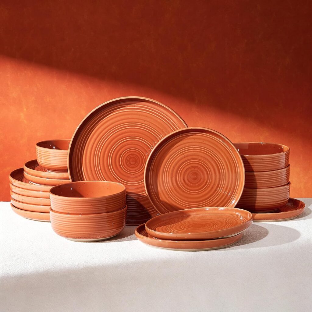 Terracotta Stoneware Dinnerware Set, 18 Pieces