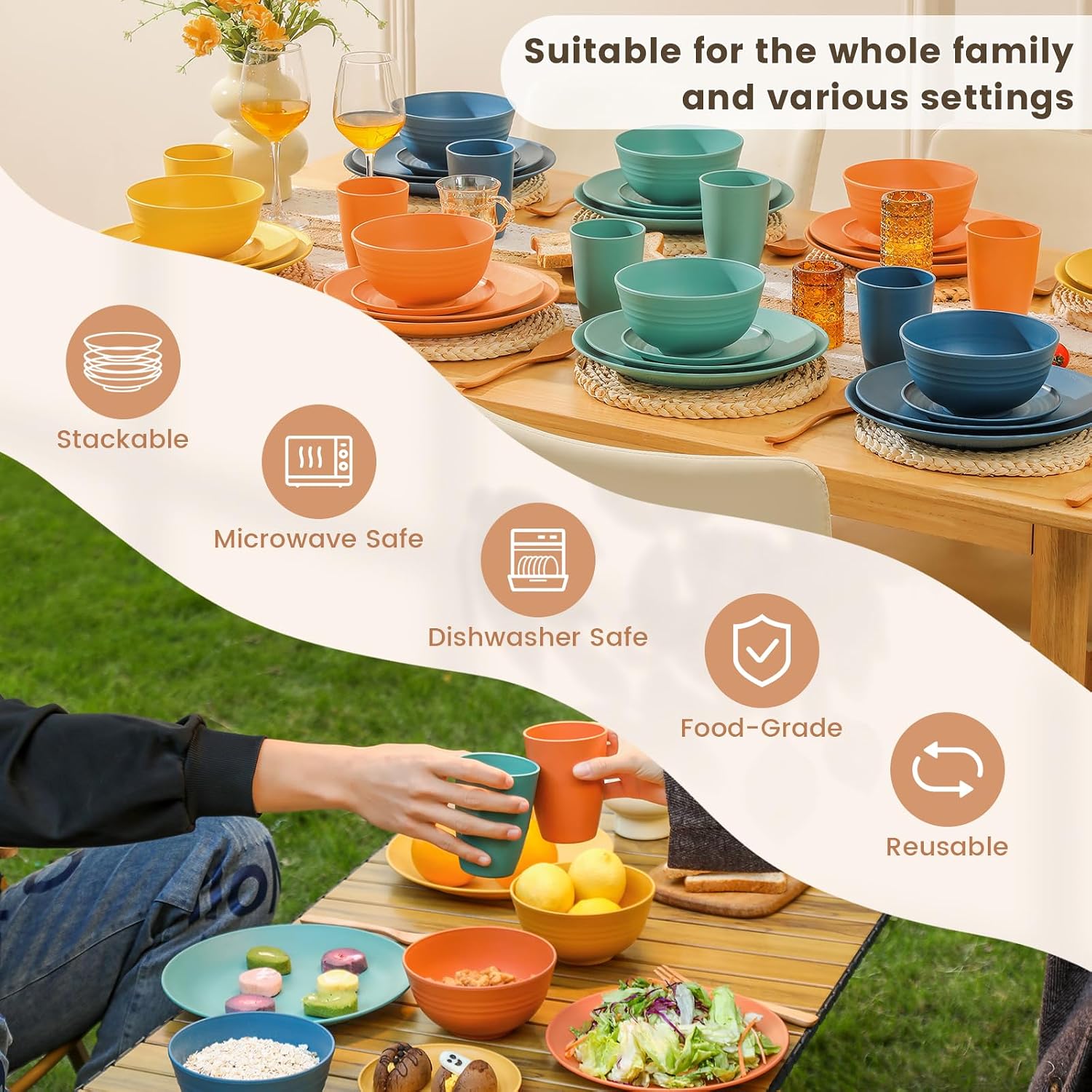 Wheat Straw Dinnerware Set, 40 Pieces - Image 6