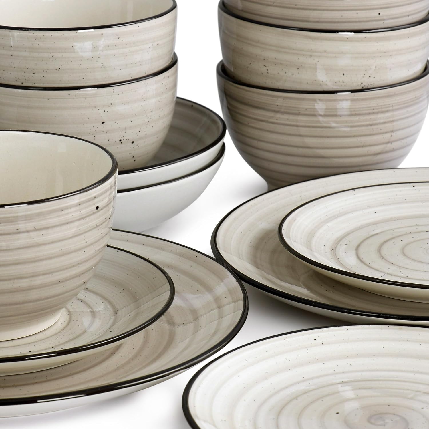 Cream Stoneware Dinnerware Set, 24 Pieces - Image 6