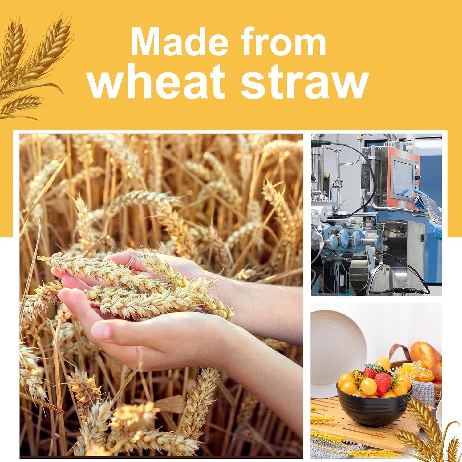 Reusable Wheat Straw Dinnerware Set, 16 Pieces - Image 6