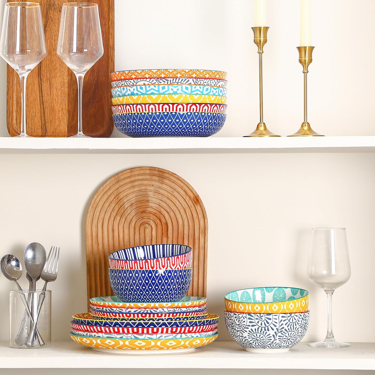 Patterned Ceramic Dinnerware Set, 24 Pieces - Image 5