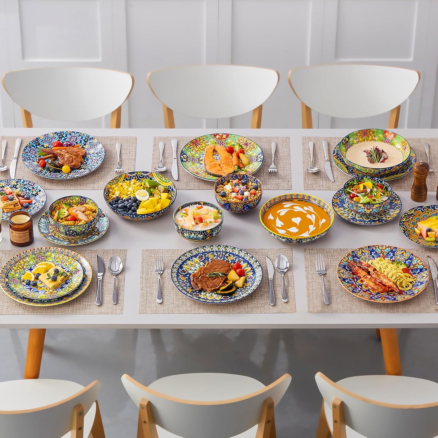Bohemian Porcelain Dinnerware Set, 24 Pieces - Image 8