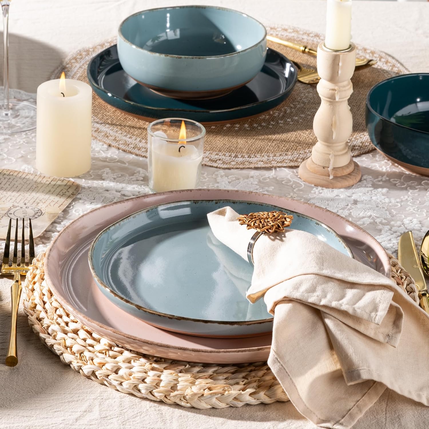 Wavy Rim Stoneware Dinnerware Set, 12 Pieces - Image 6