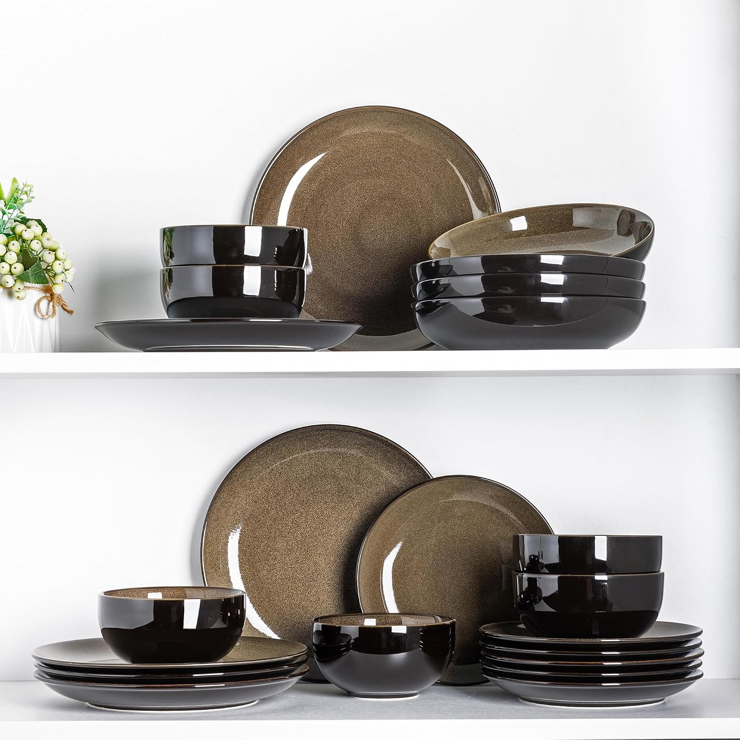 Reactive Glaze Ceramic Dinnerware Set, 24 Pieces - Image 8