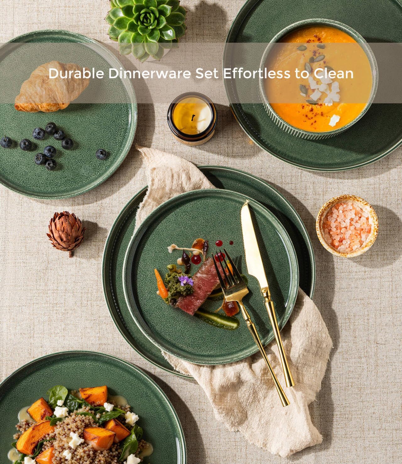 Ribbed Stoneware Dinnerware Set, 18 Pieces - Image 4