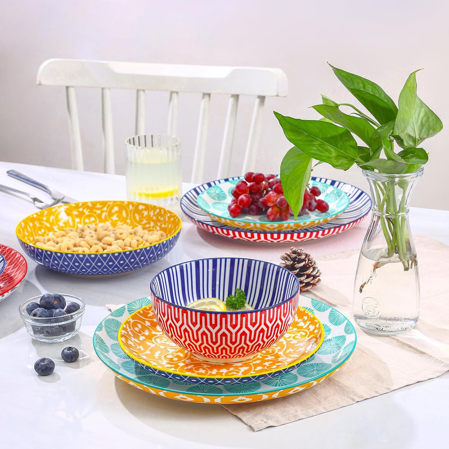 Patterned Ceramic Dinnerware Set, 24 Pieces - Image 2