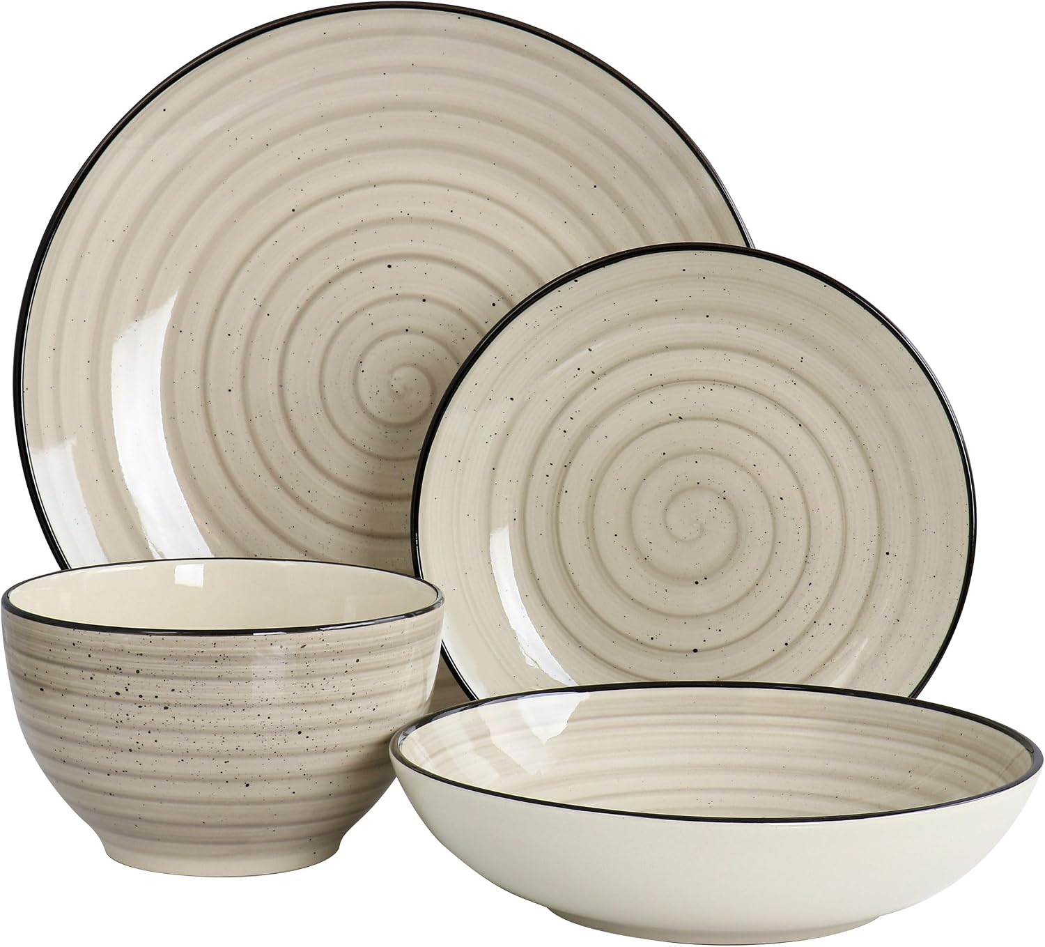 Cream Stoneware Dinnerware Set, 24 Pieces - Image 2