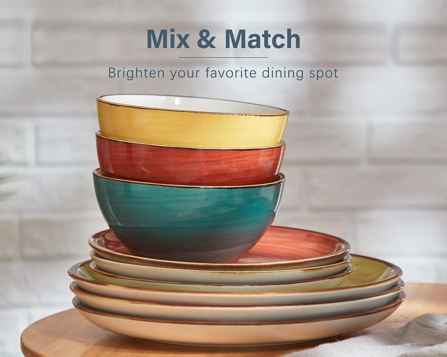 Glazed Ceramic Dinnerware Set, 12 Pieces - Image 8