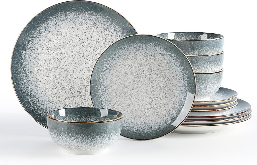 Light Gray Porcelain Dinnerware Set, 12 Pieces