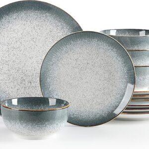 Light Gray Porcelain Dinnerware Set, 12 Pieces