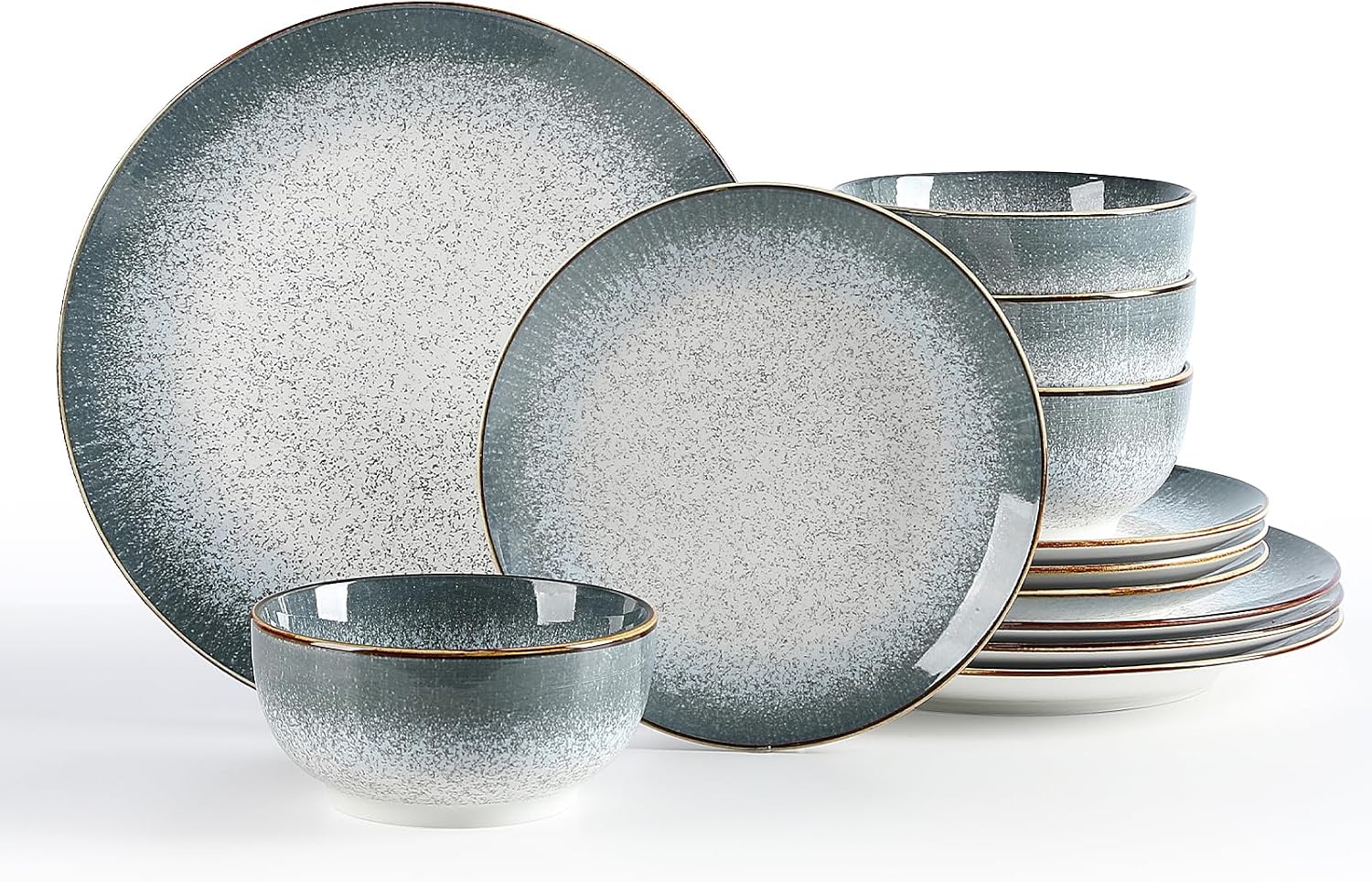 Light Gray Porcelain Dinnerware Set, 12 Pieces