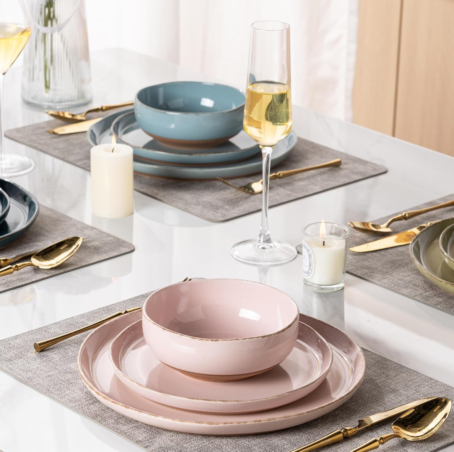 Wavy Rim Stoneware Dinnerware Set, 12 Pieces - Image 8
