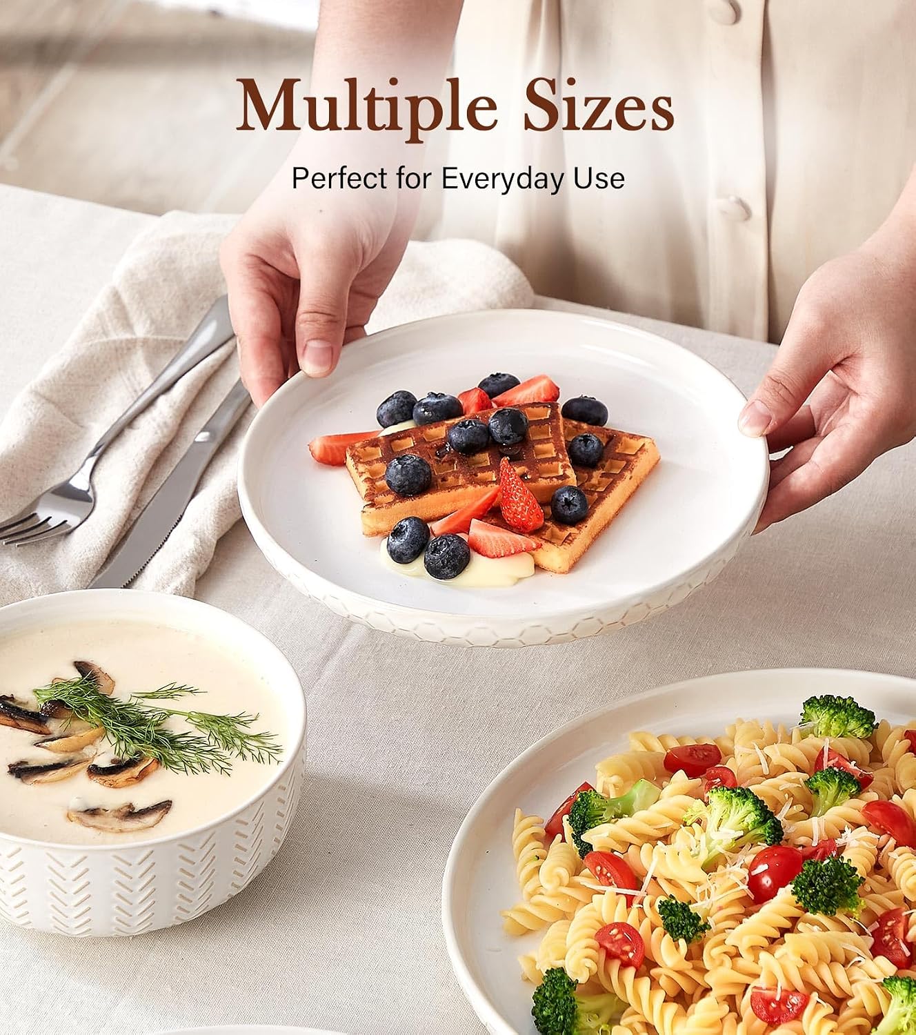 Embossed Stoneware Dinnerware Set, 24 Pieces - Image 4