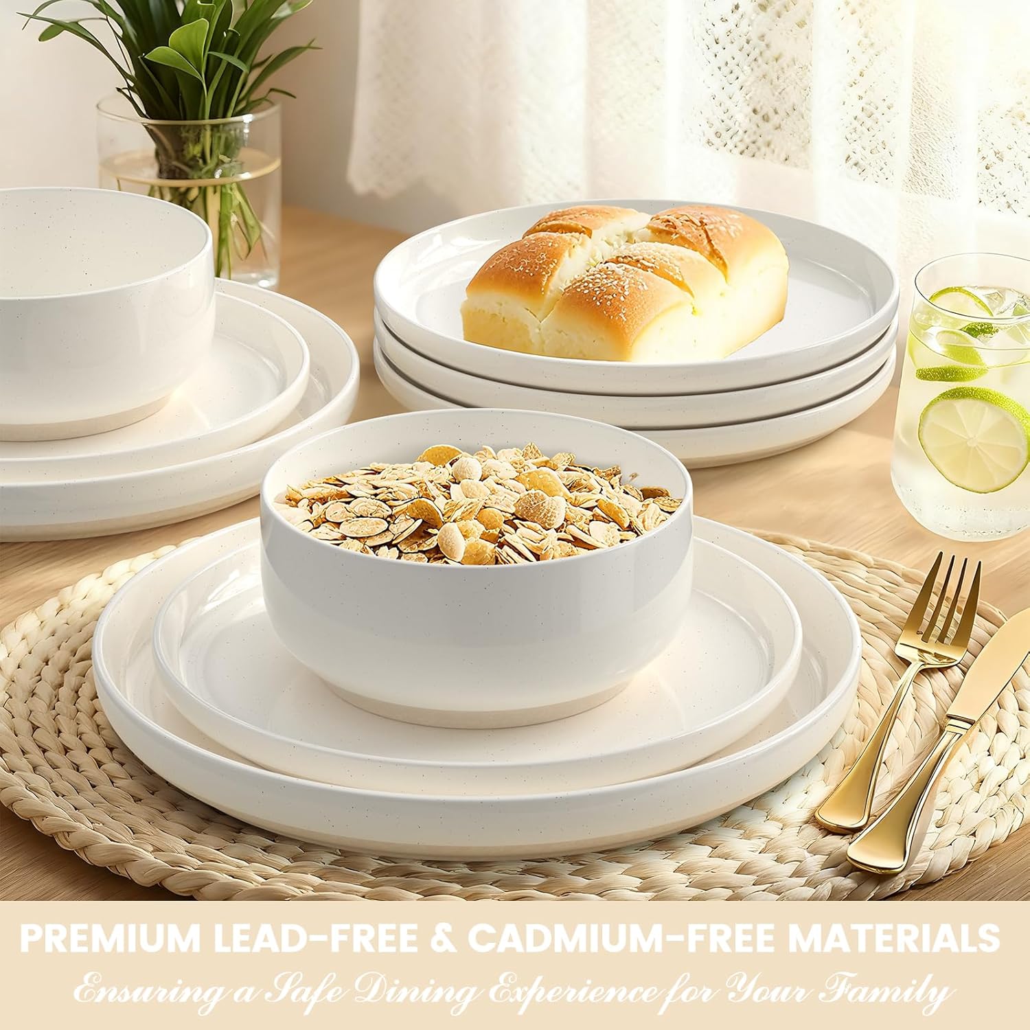 Speckled Stoneware Dinnerware Set, 12 Pieces - Image 5