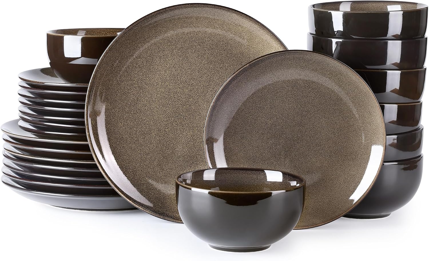 Reactive Glaze Ceramic Dinnerware Set, 24 Pieces