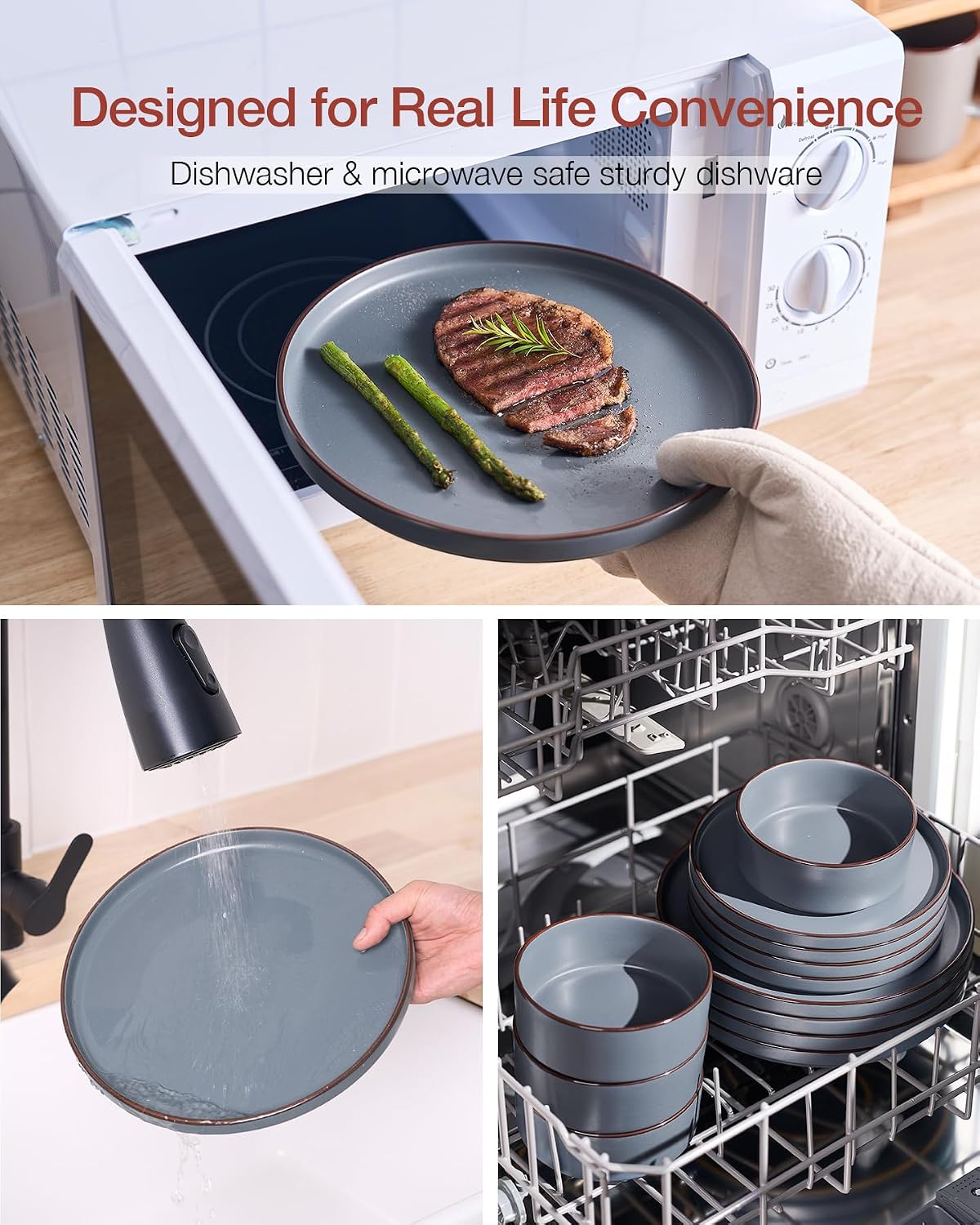 Charcoal Stoneware Dinnerware Set, 12 Pieces - Image 7